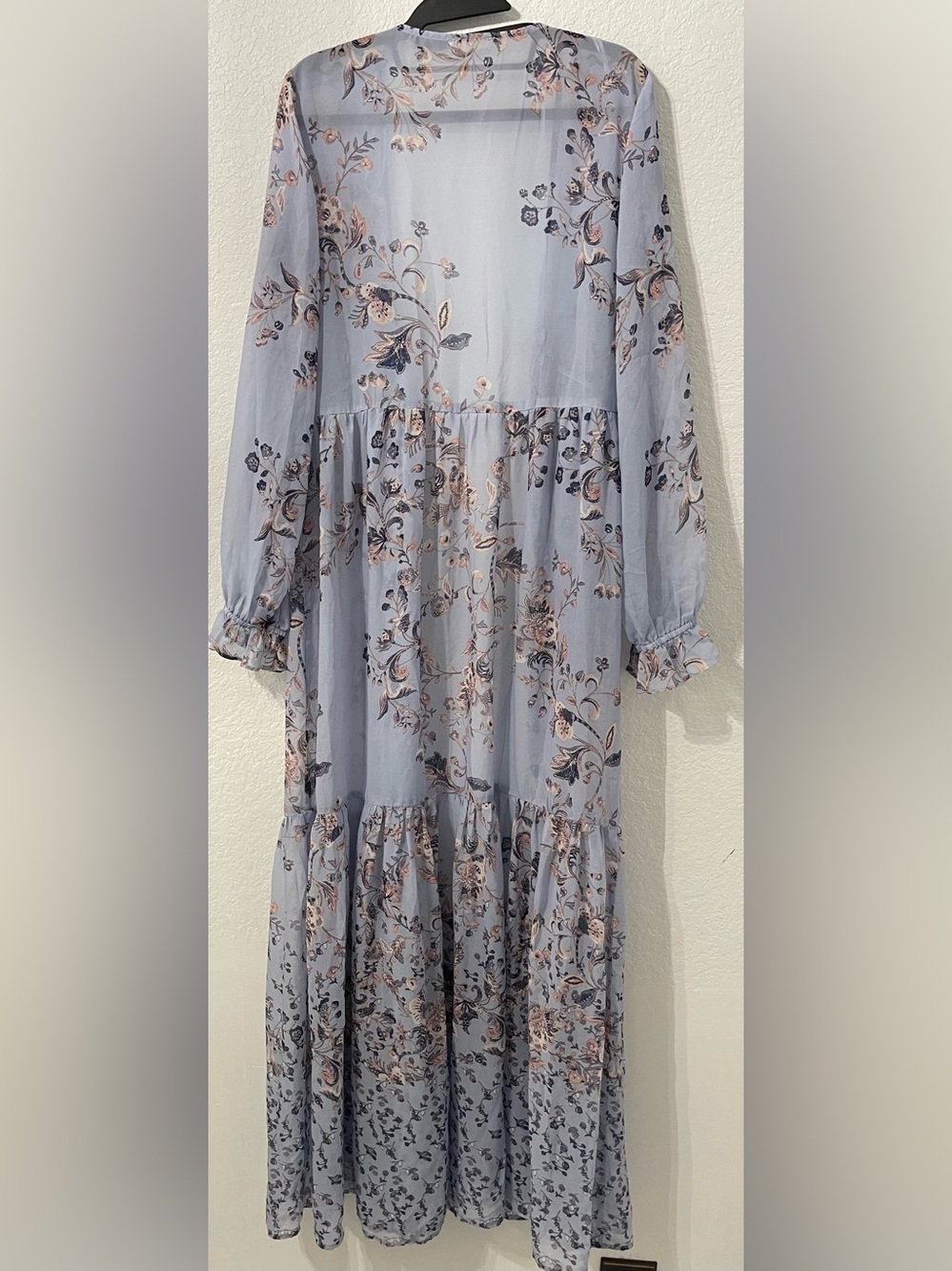 lovestitch Light Blue Floral Button-Front Maxi Cover Up - Picture 4 of 5